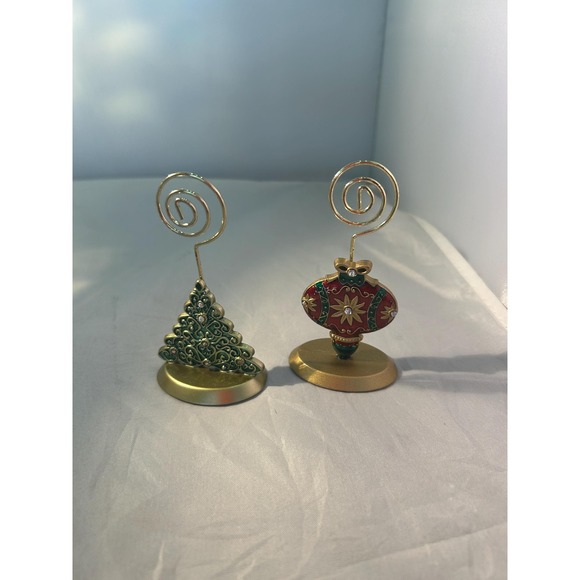 Christmas greeting card holders, set of two metal enameled - Picture 1 of 3